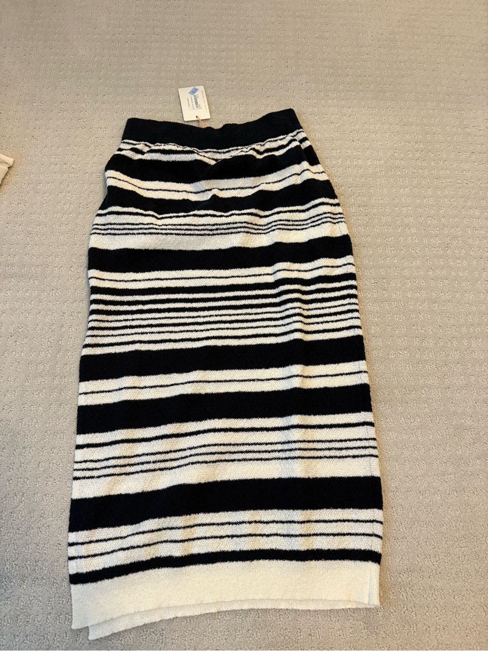 Skies Are Blue Black and White Striped Midi Pencil Skirt